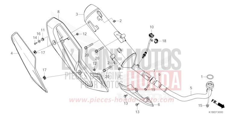 ABGAS-SCHALLDAEMPFER (NSS250AP,R/NSS350AP,R) von Forza 350 PEARL FALCON GRAY (NHC61) von 2024